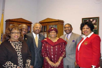 President Sirleaf with members of the U.S.Congressional Black Caucus.