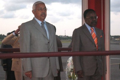Pedro Pires, left, with the late Gabonese President Omar Bongo.