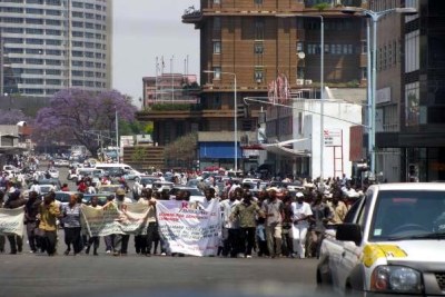 A protest in Harare (file photo).