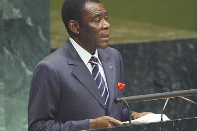 Président de la Guinée Équatoriale Teodoro Obiang Nguema .
