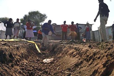Cape Town residents blockade a road by digging it up: Such protests have to end in South Africa, says President Jacob Zuma.
