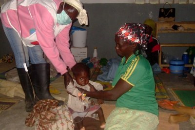 Child receiving care for cholera in a classroom set up to treat patients in northern Cameroon (file photo).