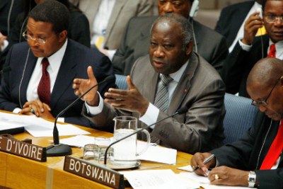 Laurent Gbagbo, center,  participates in a high-level Security Council debate (file photo).