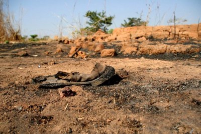 The remains of a melted shoe are a stark reminder of the conflict affecting the north west of the country.
