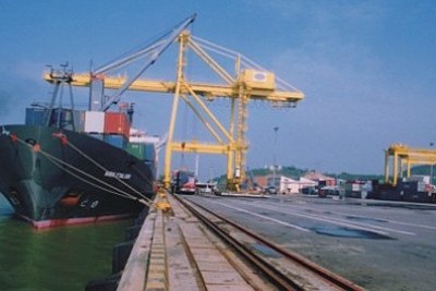 Cargo ship in Port Harcourt.