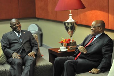 South Africa's President Jacob Zuma and  President Pierre Nkurunziza of Burundi.