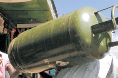 A Cooking gas cylinder. Cooking gas prices remain high in Kenya, with retailers blaming a weakening shilling, and erratic supplies of the commodity.