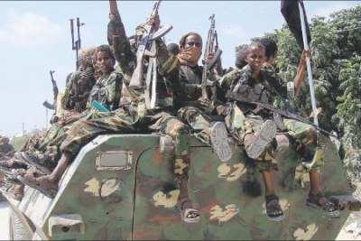 Members of the Al Shabaab rebel group in Mogadishu.