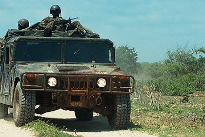 A Kenya Army jeep at the Ishakani border point in Kiunga (file photo).