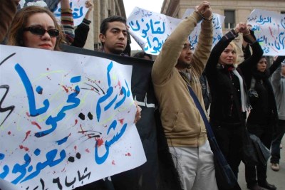 Activists in Cairo protest against police brutality (file photo).