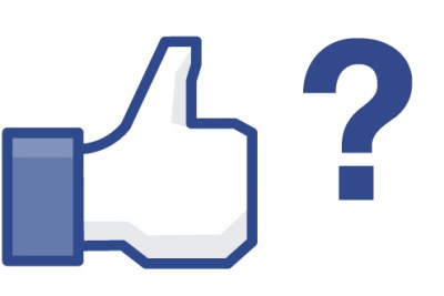 Facebook 'Like' icon and question mark.
