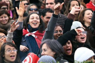 Des femmes tunisiennes en pleine manifestation