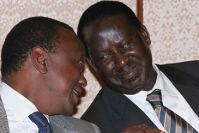 The two leaders no longer see eye to eye (file photo):Deputy Prime Minister Uhuru Kenyatta (left) and Prime Minister Raila Odinga.