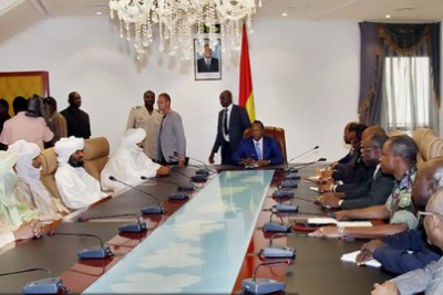 A delegation of the Islamist group Ansar Dine which controls the north meets with President Blaise Compoare of Burkina Faso.