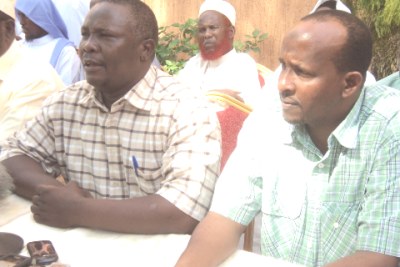 Peace talks: Pastor John Mwaura of Full Gospel Church addresses the press after an interfaith meeting between Christian and Muslim leaders in Garissa.
