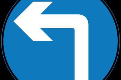 Turn left road sign.
