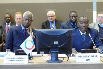 Abdou Diouf, Secrétaire général de la Francophonie et Raymond Tshibanda, Président de la Conférence ministérielle de la Francophonie