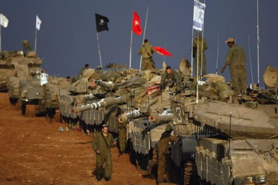Scores of Israeli army tanks near Israel's border with the Gaza Strip (file photo).