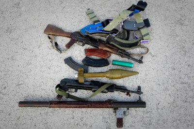A view of the weapons seized from suspected members of militia group, Al Shabaab (file photo).
