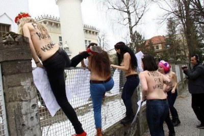 German Femen activists in support of Amina Tyler stage a 
