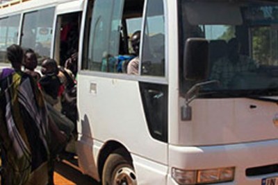 Buses evacuating Kenyans from Juba to Uganda.
