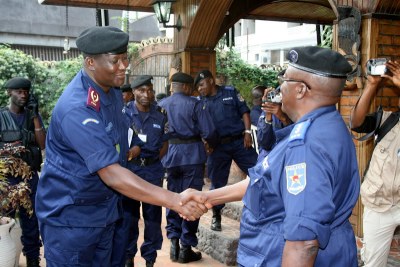 Cérémonie d'échange des voeux entre le Commissaire Général de la Police Nationale Congolaise Le Général Charles BISENGIMANA et les policiers (Kinshasa/RDC).