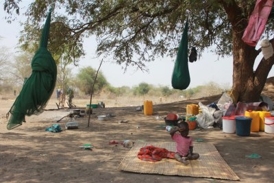 Displacement camp in Minkaman, Awerial County, South Sudan