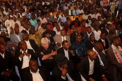 Quelques membres de l’opposition Congolaise dans la salle Fatima le 24/8/2011 à Kinshasa.