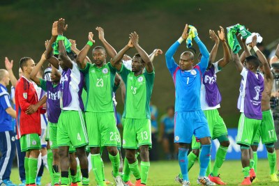Nigeria's Super Eagles celebrate a win at the last World Cup in Brazil. They are one of five African teams in Russia next year, the others being Senegal, Egypt, Morocco and Tunisia.