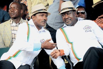 Opposition leaders, Kalonzo Musyoka (right) and Raila Odinga (file photo).