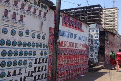 Election posters in Maputo (file photo).