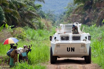 Un véhicule de la Monusco à Beni (Nord-Kivu) où l'Onu appuie l'opération de l'armée contre la milice ougandaise
