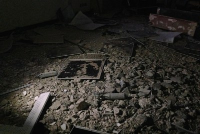Une branche de la banque Wahada  en Libye, détruite par une bombe.