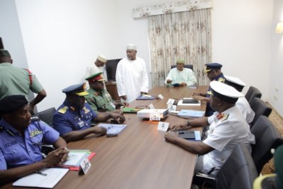 President Muhammadu Buhari meets Service Chiefs.
