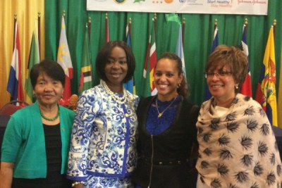 International Confederation of Midwives global ambassador Toyin Saraki, second from left, was closing speaker at the group's regional conference of the Americas in Surinam on 17 July 2015.