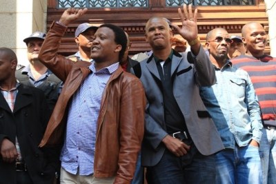 Seskhona’s Andile Lilli and Loyiso Nkohla outside the High Court in Cape Town (file photo).