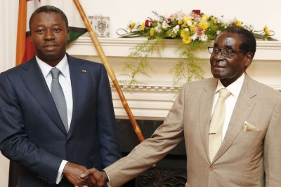 Faure Gnassingbé et Robert Mugabe lundi à Harare