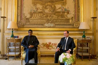 President Muhammadu Buhari and his host, French President Francois Hollande.