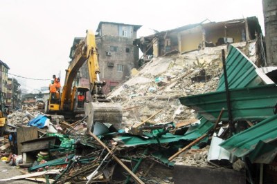 3-storey building collapses in Lagos.