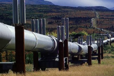 An oil pipeline under construction.