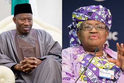 Former president Goodluck Jonathan and former finance minister, Ngozi Okonjo-Iweala.