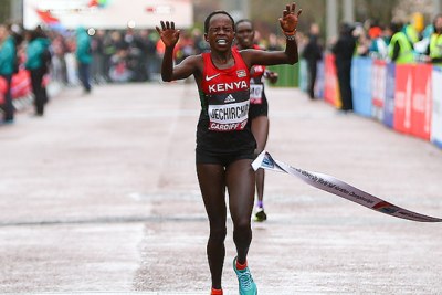 Peres Jepchirchir wins the women’s race at the IAAF/Cardiff University