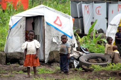Des enfants dans un centre pour personnes déplacées à Goma, au Nord Kivu, en République démocratique du Congo (RDC).