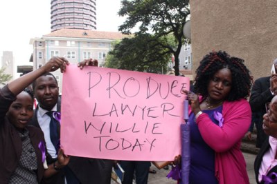 Members of the public protesting after the murder of human rights lawyer Willy Kimani, his client and a taxi driver (file photo).