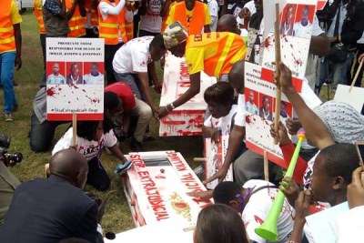 Members of the civil society at Freedom Corner in Uhuru Park as they begin their protest on July 4, 2016.