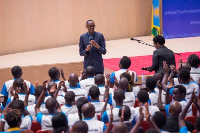 President Kagame addresses youths at the closing of Itorero Intagamburuzwa at Kigali Convention Centre (file photo).