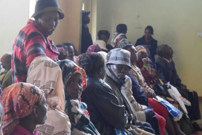 Patients in Nyeri County wait to be attended to by doctors after resuming work.