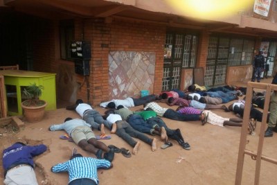 The striking students from Douglas Villa hostel ordered to lie down low like the police.