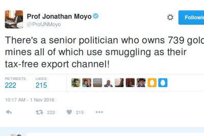 Jonathan Moyo threatens to expose corruption on Twiiter.