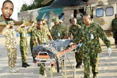 The remains of Lt.-Col. Muhammad Abu Ali, killed  in an ambush by Boko Haram insurgents in Borno State.